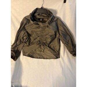 Sassy Whimsygoth Fairy Grunge Y2K Night grey Ruched Front Funnel Neck Blouse  S